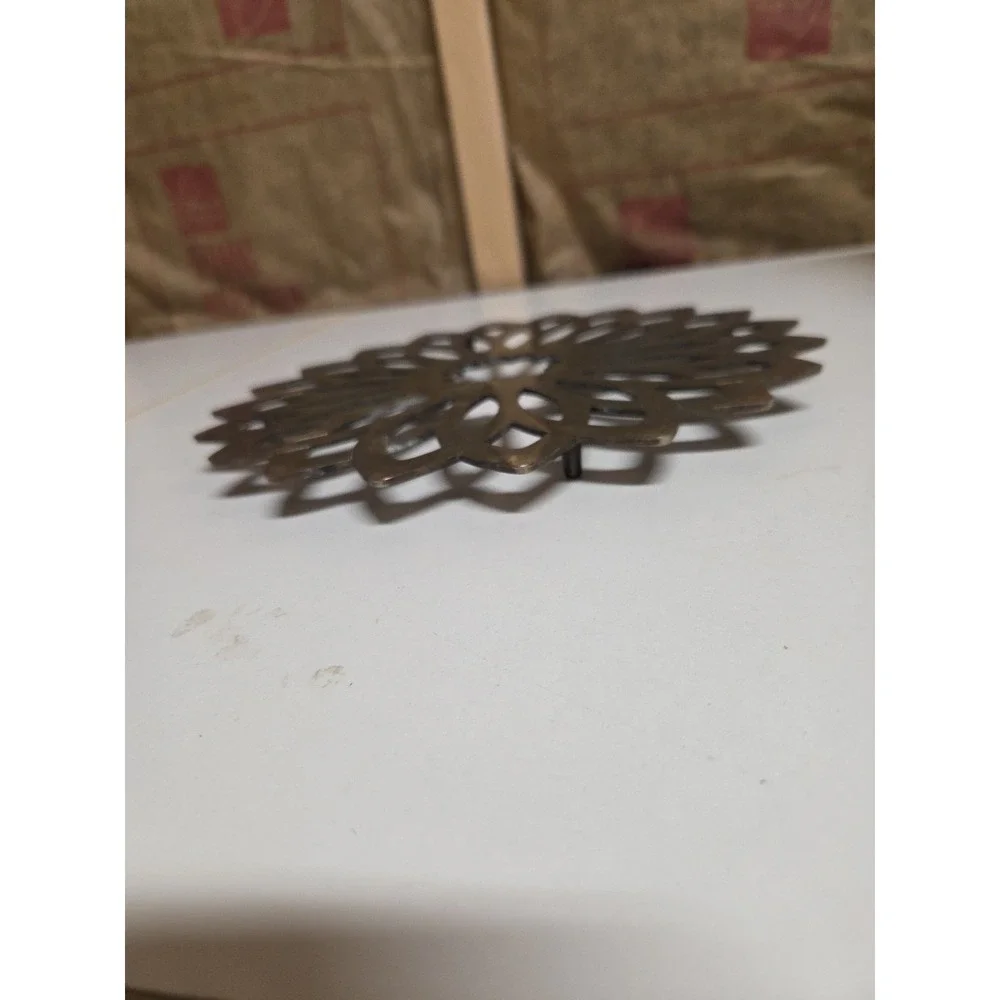 Aged  Vintage Godinger Silver Co Daisy Trivet Silver Plated‎ Brass Made In Italy
